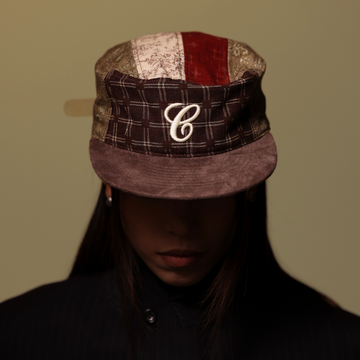6CRAYON Retro Patchwork Embroidered Flat-Brim Baseball Cap