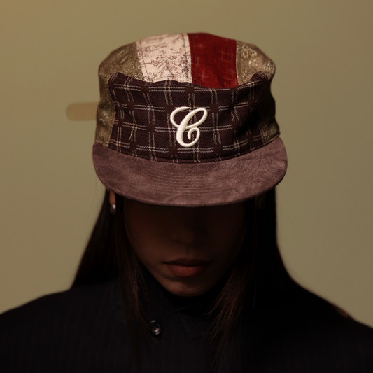 6CRAYON Retro Patchwork Embroidered Flat-Brim Baseball Cap