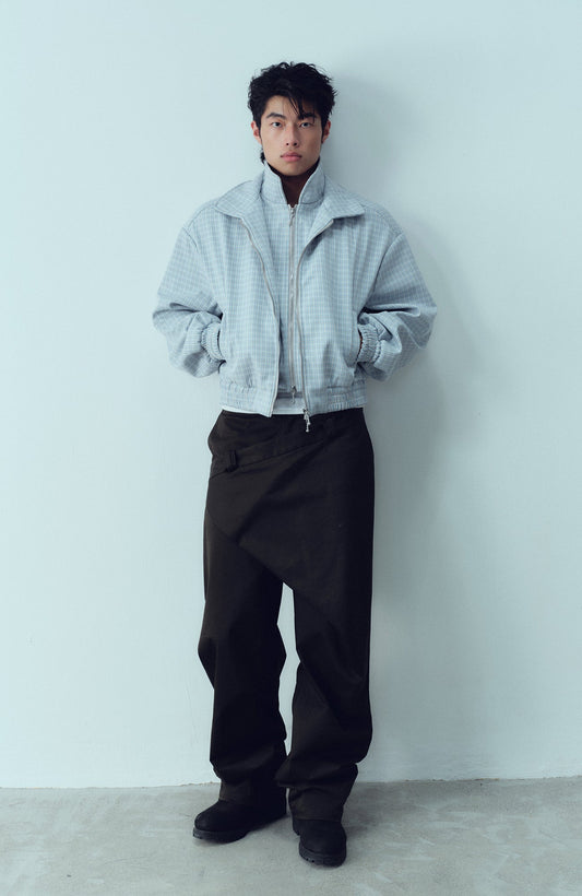 KADAKADA Double-Layer Collar Reversible Plaid Jacket