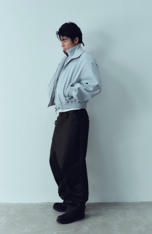 KADAKADA Double-Layer Collar Reversible Plaid Jacket