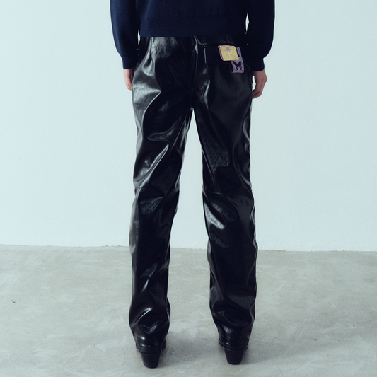 KADAKADA Glossy PU Straight-Leg Pants