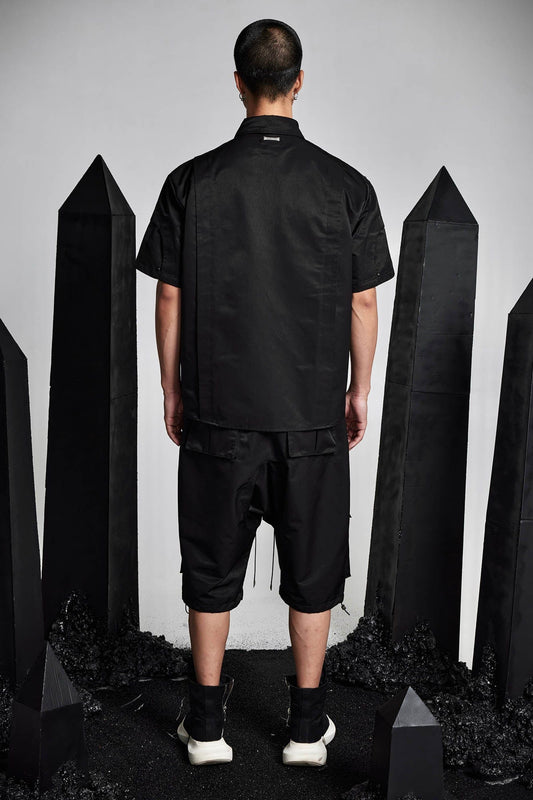SSIN7 Multi-Pocket Satin Drawstring Shorts