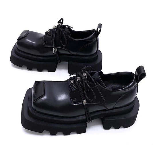 Thick-soled black heeled sole style basic design sneaker boots HL3224