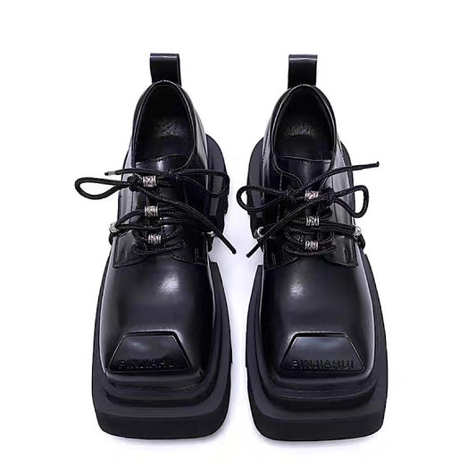Thick-soled black heeled sole style basic design sneaker boots HL3224