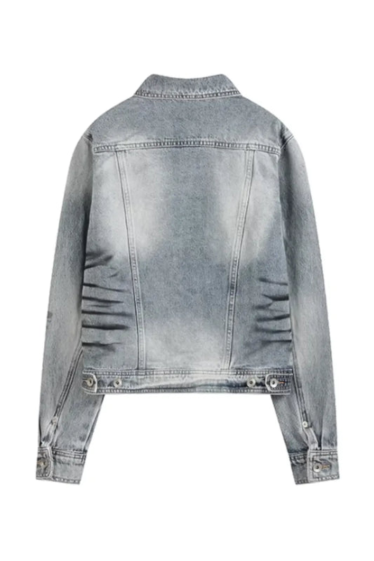 KNIGHT Tiger Pattern Sprayed Denim Jacket