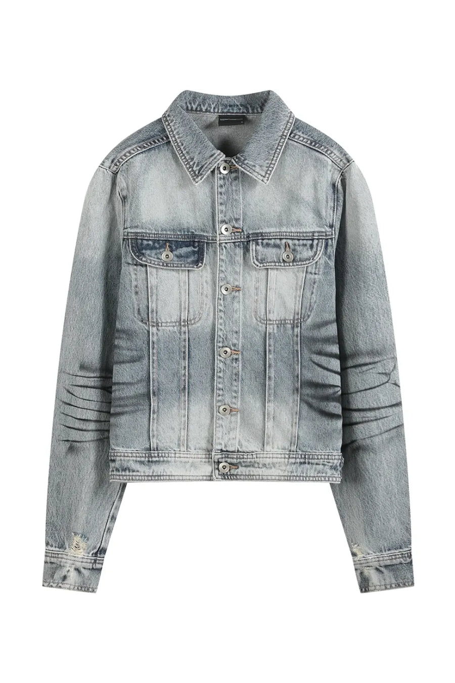 KNIGHT Tiger Pattern Sprayed Denim Jacket