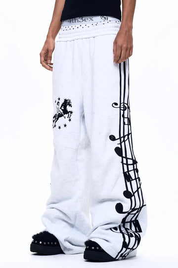Knight Embroidered Music Note Sweatpants