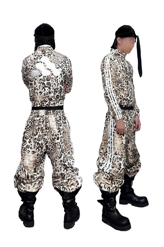 Leopard Print Adida$ Bootleg Sports Pants