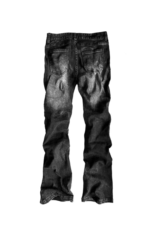 Low Rise Deconstructed Patchwork Crinkled Slim Jeans