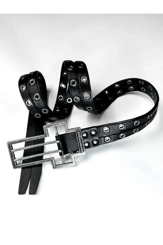 Metal Cross Split Leather Belt