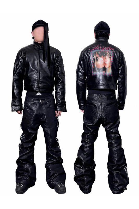 Metallic Silver Bolan Bootcut Double Zip Raw Denim