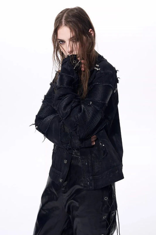 Metallic Studded Waxed Jacket