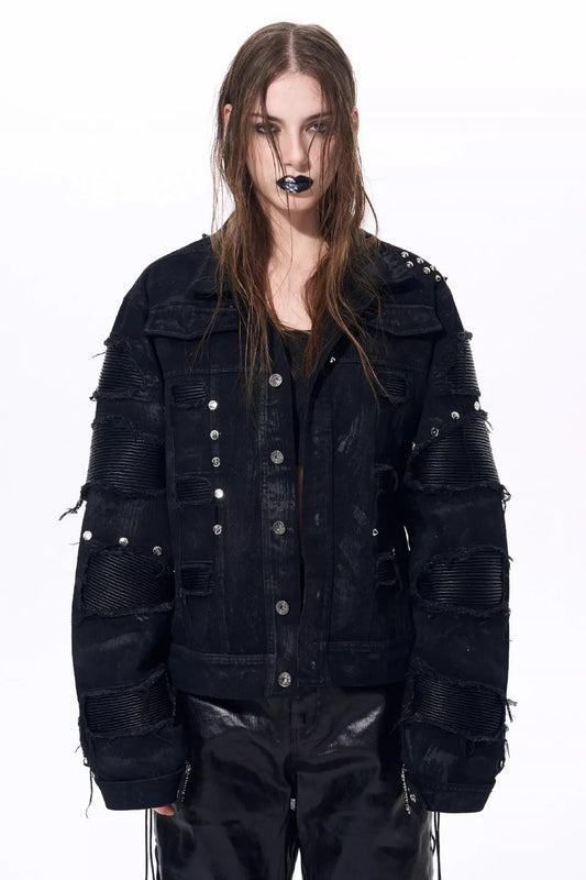 Metallic Studded Waxed Jacket