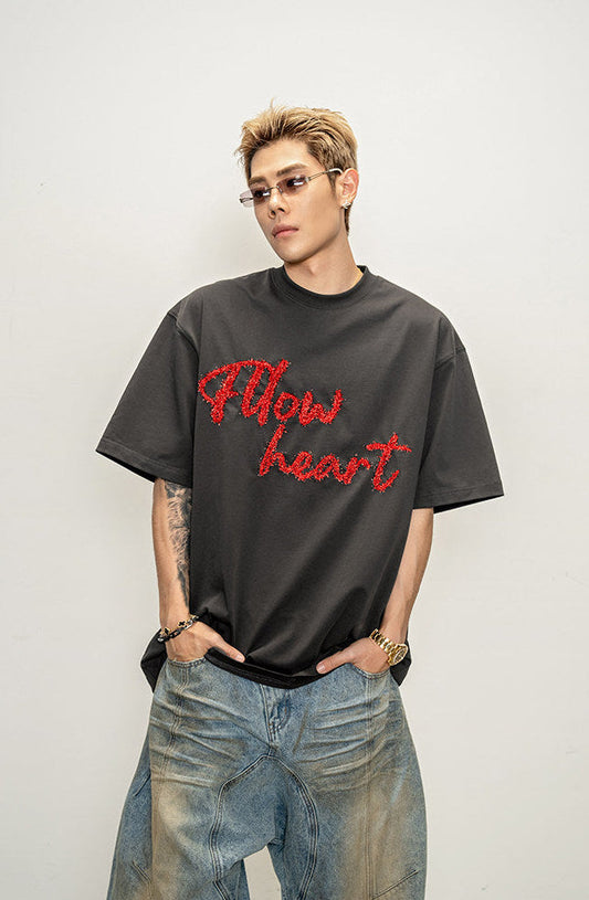 T-shirt with metallic embroidery