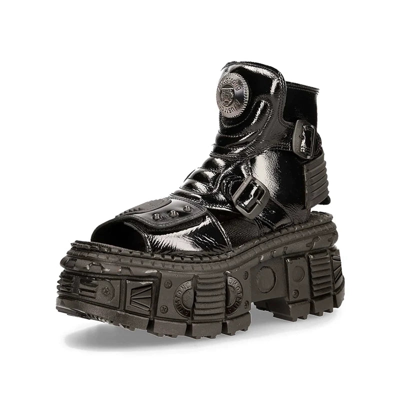 Chunky Sole Metallic Design Boots