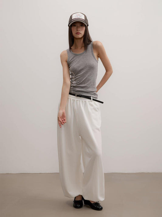 Solid Loose Fit Cuffed Sweatpants