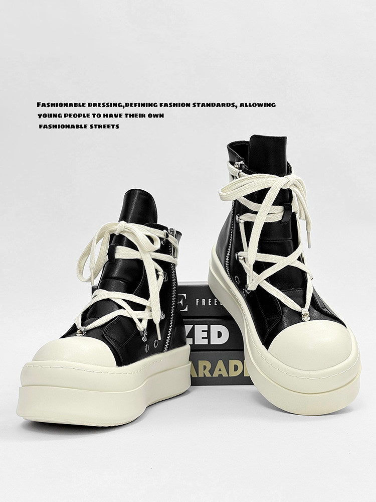 Rope Lace High-Top Chunky Sole Boots