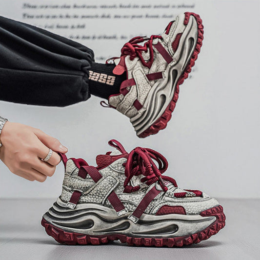 Washed Finish Platform Chunky Sneakers