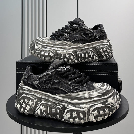 Platform Denim Lace-Up Sneakers WN24826
