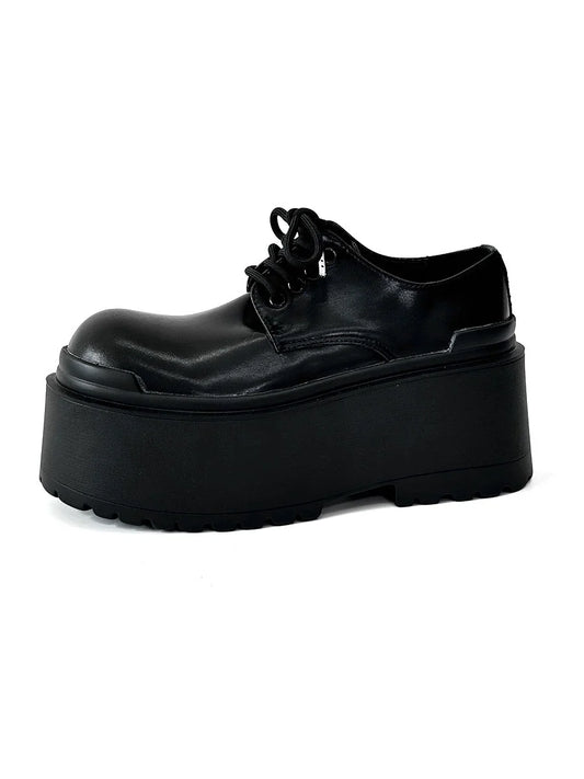 10cm Uplift Thick Sole Leather Derby Shoes