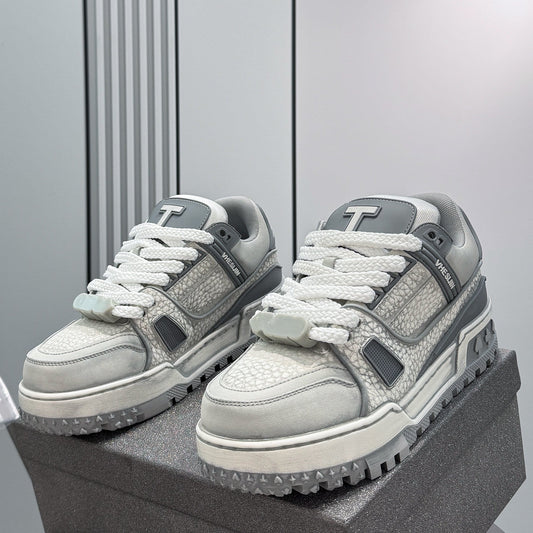 Platform Patchwork Lace-Up Sneakers WN24813
