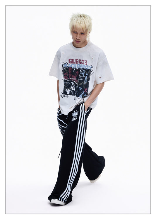 Vintage Cotton Crew Neck Loose Fit Short Sleeve