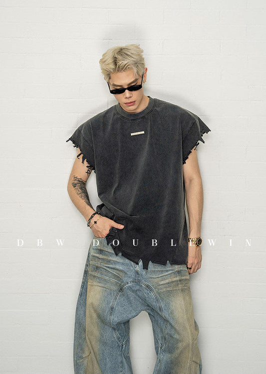 Wash-treated Distressed T-Shirt