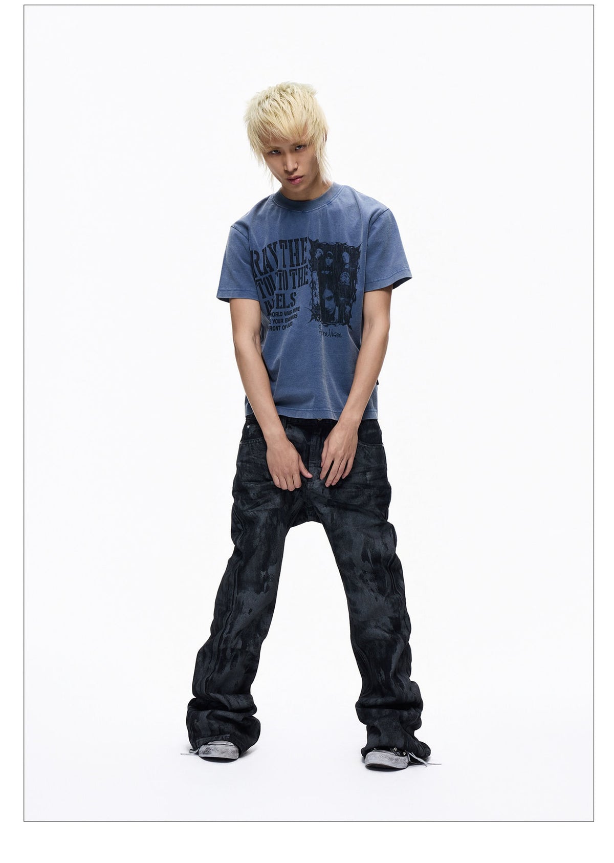 Washed Crew Neck Short Sleeve Slim Fit T-shirt