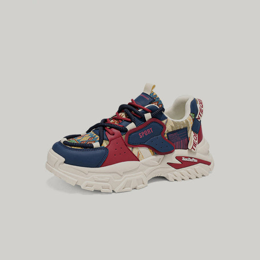 Platform Patchwork Lace-Up Sneakers WN23508