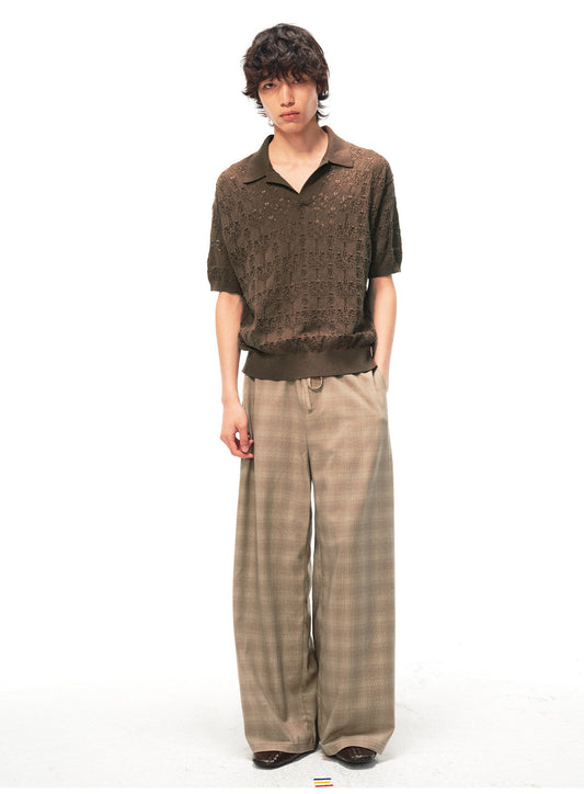 Drawstring Check Pattern Casual Pants