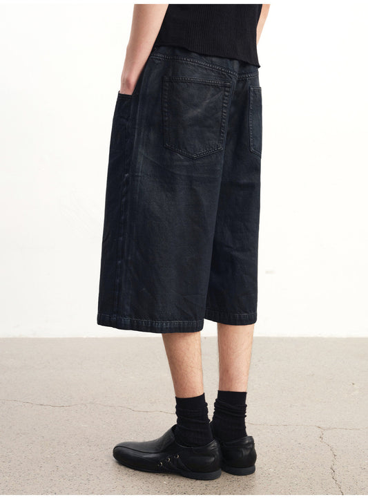 Waxed Denim Shorts