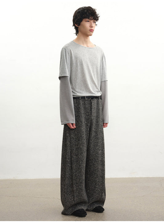 Side-Pleated Casual Pants
