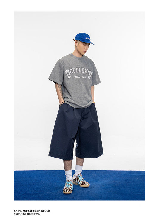 Gathered Relaxed-Fit Casual Shorts