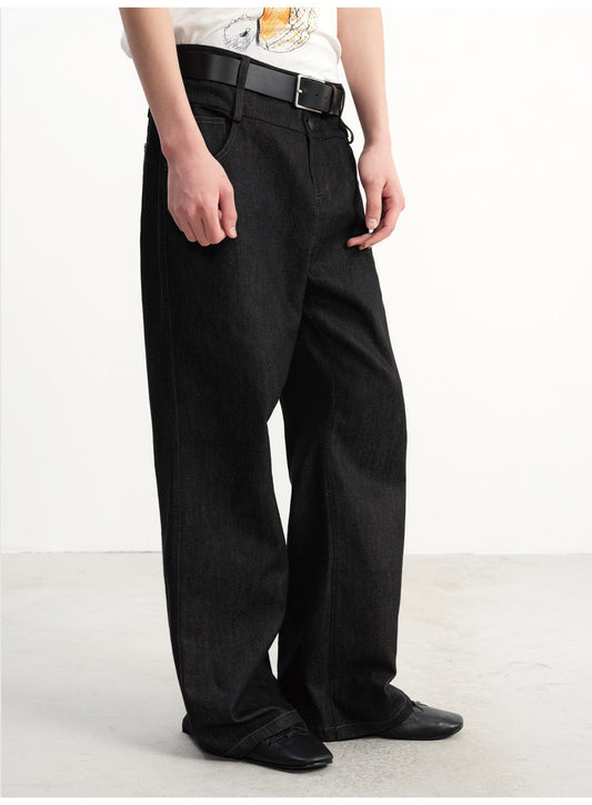 Double-Waist Raw Denim Pants