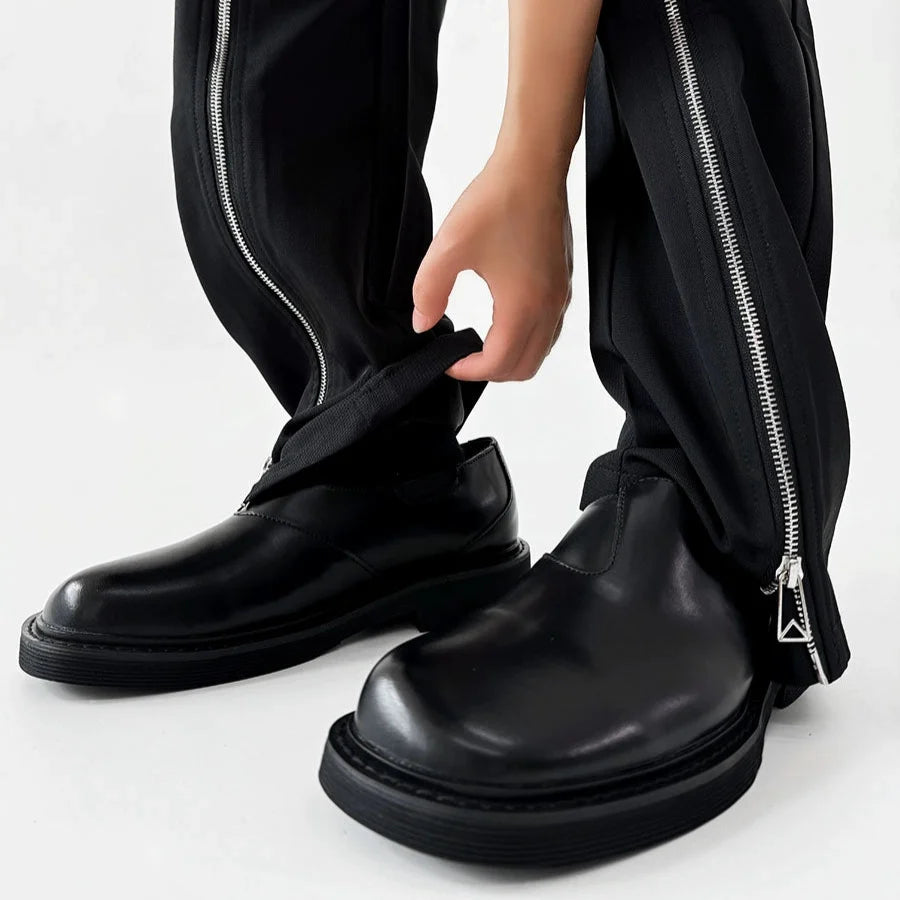 Square-Toe Slip-On Leather Loafers