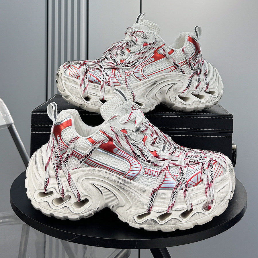 Damage Mesh Rope Lace Chunky Sole Sneakers WN24710