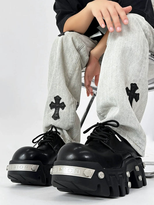 Futuristic Black 8cm Platform Oxfords
