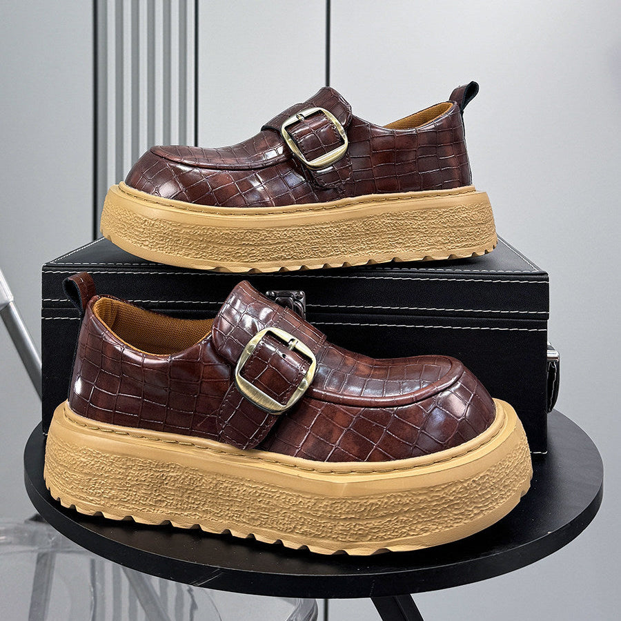Platform Metal Buckle Round Toe Loafers