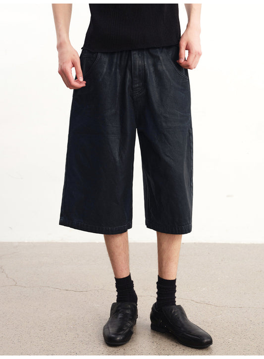 Waxed Denim Shorts