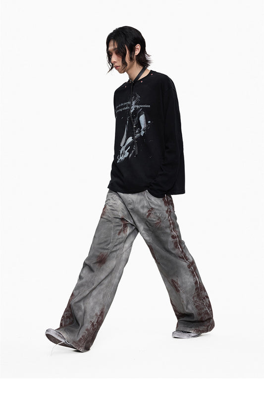 Dark Wash Long Sleeve Punk T-shirt