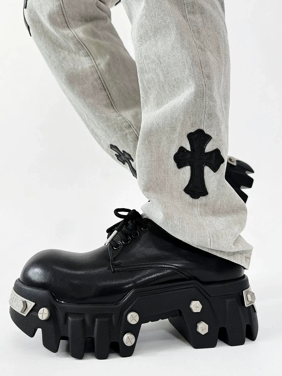 Futuristic Black 8cm Platform Oxfords