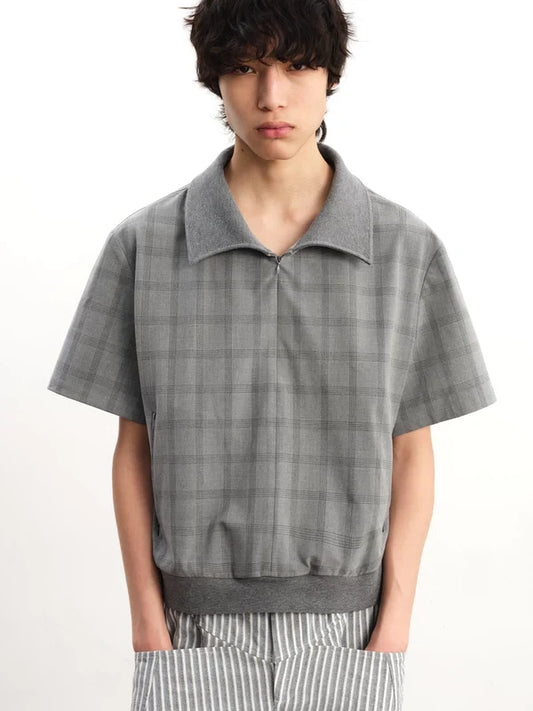 Half-Zip Checkered Shirt