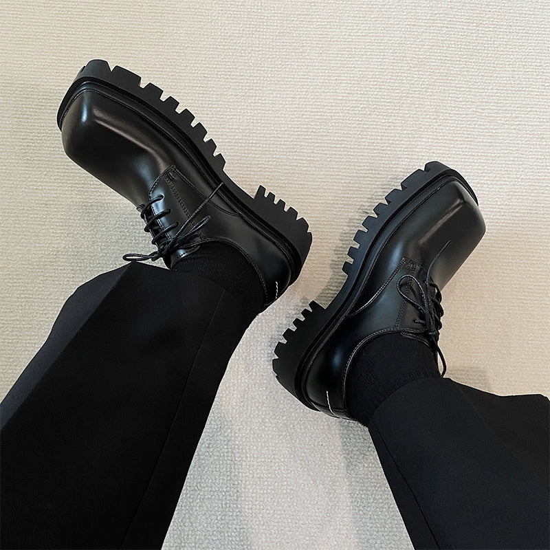 Square Toe Thick Sole Derby Shoes