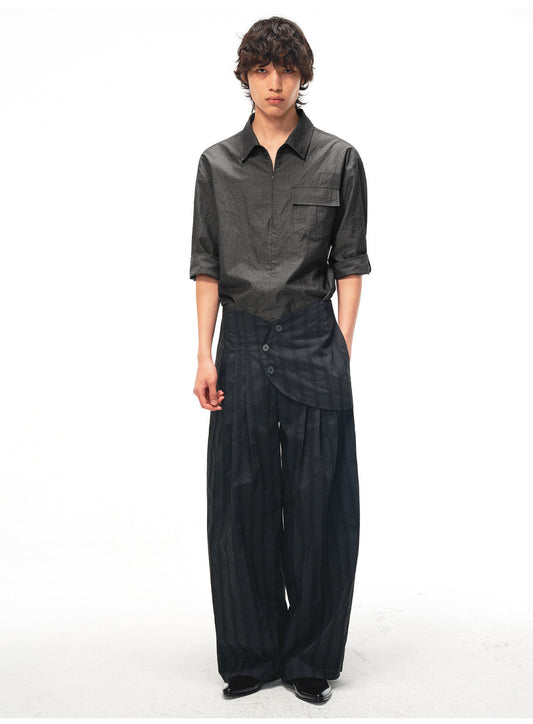 Half-Zip Patch-Pocket Shirt