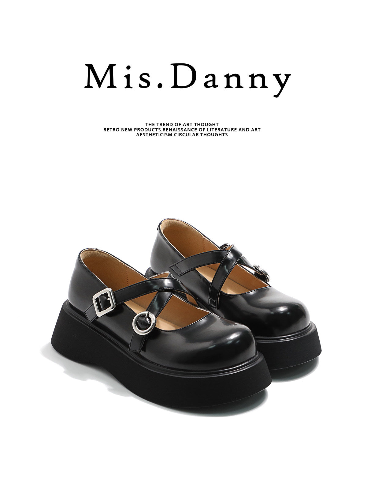 Platform Round Toe Shallow Mary Janes Leather Shoes