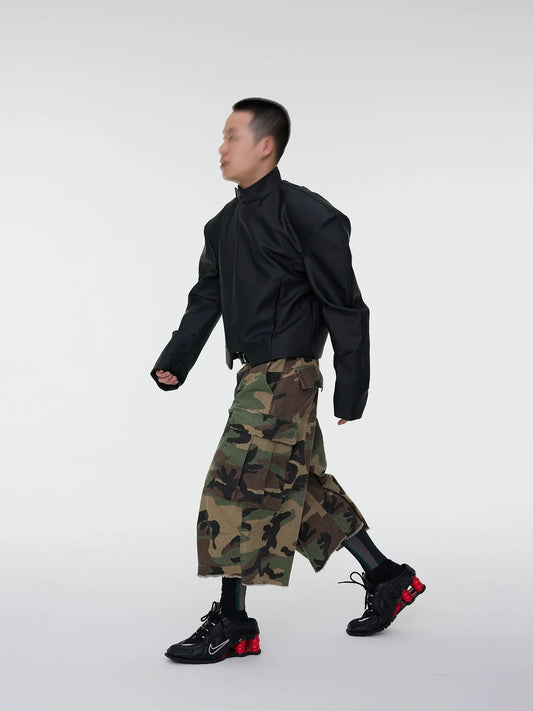 Camouflage Multi-Pocket Cargo Half Pants