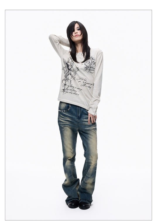 Washed Patchwork Skinny Slim Fit Jeans