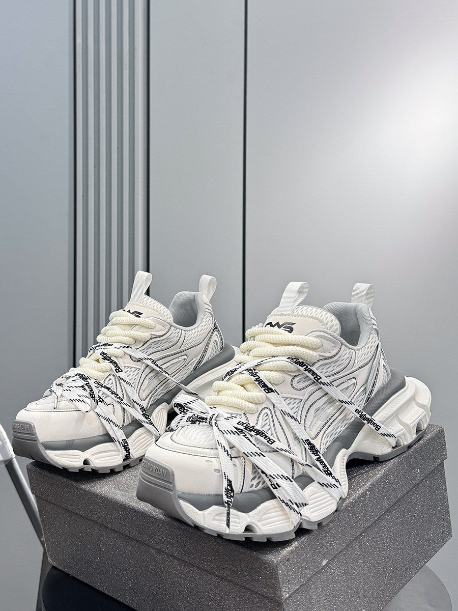 Mesh Panel Rope Lace Chunky Sole Sneakers
