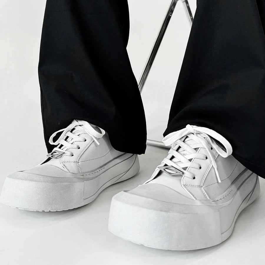 Canvas Round-Toe Derby-Inspired Flat Sneakers WN19121