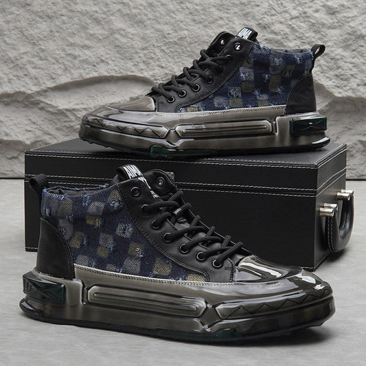 Distressed Check Platform Sneakers WN24728
